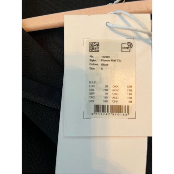 Rains Fleece Half-Zip Pullover Black NEW - Picture 6 of 7